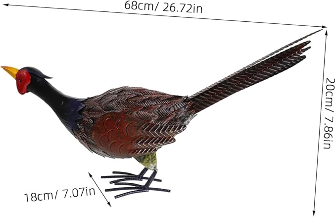 SUPVOX Vivid Pheasant Figurine Lifelike Outdoor Ornament Iron Garden Statue for Landscape