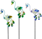 Stargarden Decorative Garden Stakes, 3 Pack Glow in Dark Metal Garden Stakes, Luminous Peacock Yard Art Decor Waterproof Lawn Ornament Gifts for Mom, Women
