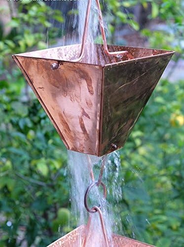 Nutshell Stores Extra Large Square Cups Rain Chain - Copper - 12 Feet