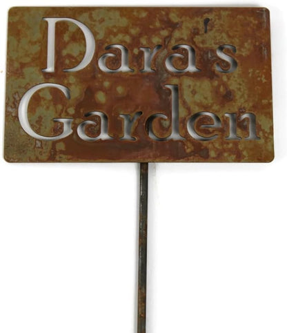 Classic Metal Garden Markers Clearance Items 20 to 33 Inches Tall (Dara's Garden 21", Naturally Rusted)