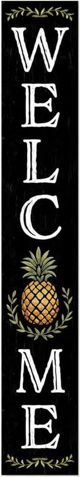 Welcome With Pineapple Sign for Front Door, 4ft Tall Front Porch Decor, Vertical Wooden Signs for Front Porch, Rustic Farmhouse Wood Porch Decorations Outdoor