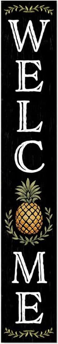Welcome With Pineapple Sign for Front Door, 4ft Tall Front Porch Decor, Vertical Wooden Signs for Front Porch, Rustic Farmhouse Wood Porch Decorations Outdoor