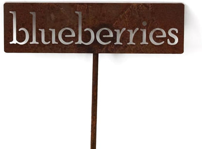 Classic Metal Garden Markers 19 Inches Tall (blueberries, Naturally Rusted)