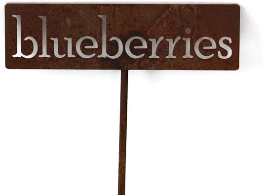 Classic Metal Garden Markers 19 Inches Tall (blueberries, Naturally Rusted)