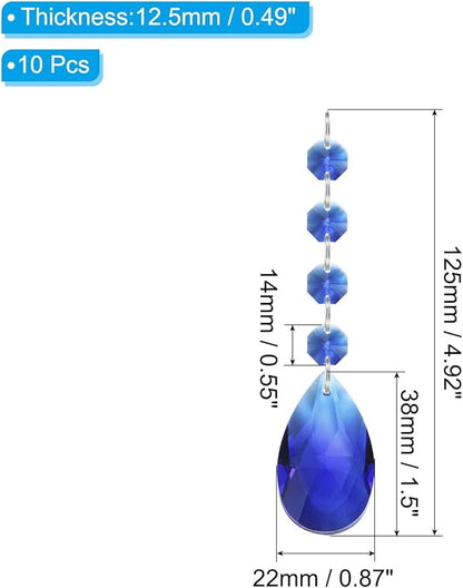 PATIKIL Teardrop Crystal Chandelier Pendants Beads, 10 Pack 125mm Length 38mm Chandelier Prisms Parts Ornaments Hanging Beads for DIY Arts Crafts Decoration, Dark Blue