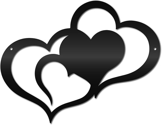 CREATCABIN Love Heart Wall Art Metal Hearts Wall Decoration Sign Ornament Wall Hanging Minimalist Sculpture Artwork for Valentine's Day Bedroom Living Room Decor Housewarming Gift Black 11.8 x 9 Inch