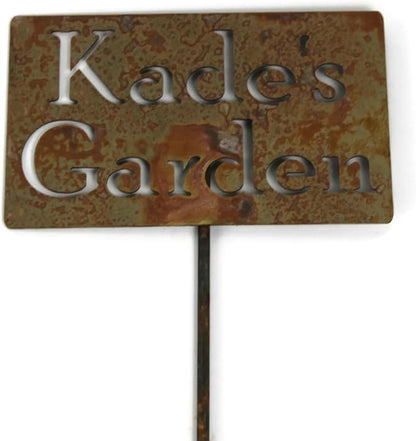 Classic Metal Garden Markers Clearance Items 20 to 33 Inches Tall (Kade's Garden 21", Naturally Rusted)