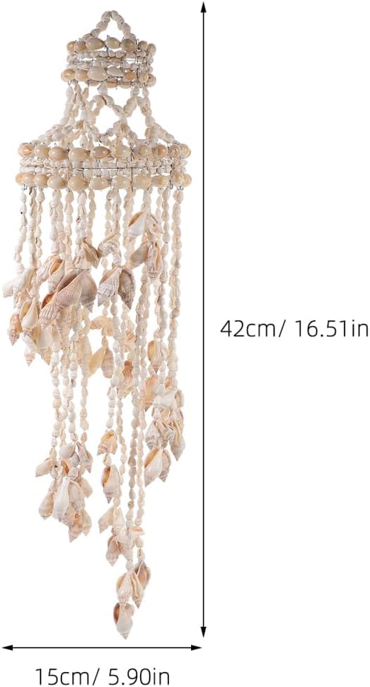 Toddmomy Shell Wind Chime Hanging Ornament 16.53In Coastal Decorative Wind Chimes for Outside Patio Garden Wall Hanging Pendant Natural Home Decoration