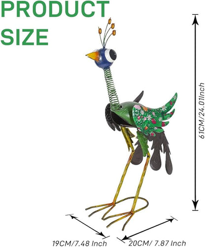 Metal Peacock Garden Statue,Outdoor Peacock Sculpture Decor Yard Art,Farmhouse Art for Yard, Patio, or Housewarming Gift for Mom, Friends
