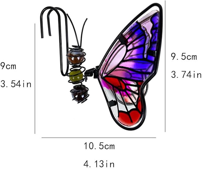 Metal Butterfly Flower Pot Huggers Dreamy Butterflies Planter Hanging Figurines with Color Beads Fill the Body 3.5 Inch Iron Insect Garden Art Sculptures Statues Hanger Ornaments for Yard Fence (C)