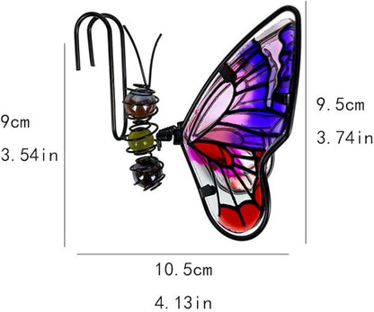 Metal Butterfly Flower Pot Huggers Dreamy Butterflies Planter Hanging Figurines with Color Beads Fill the Body 3.5 Inch Iron Insect Garden Art Sculptures Statues Hanger Ornaments for Yard Fence (C)