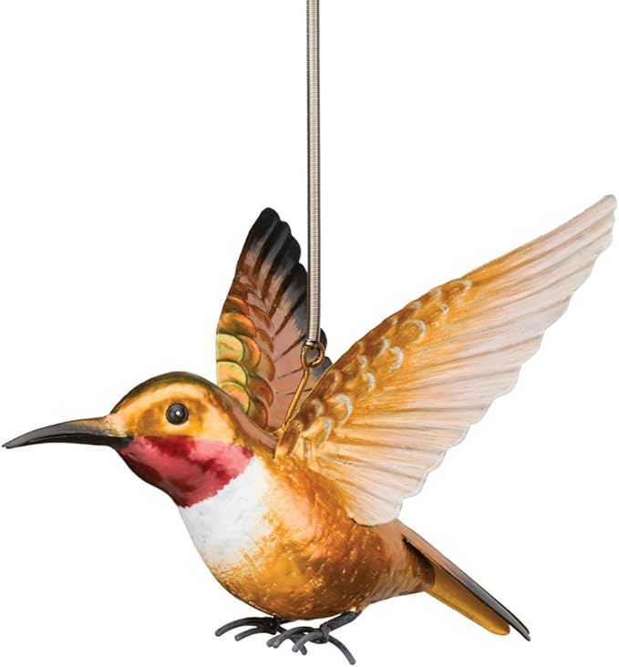 Regal Art & Gift Hummingbird Bouncie Set of 2 - Hand-Painted Metal Spring Garden Decor, Weather-Resistant Outdoor Yard Art, Bird Sculpture for Lawn & Patio - Rufous& Woodnymph
