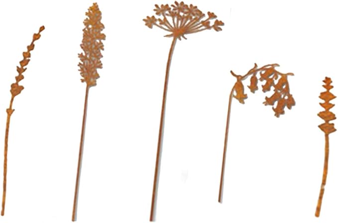 5Pcs Decorative Garden Stakes Metal Outdoor Yard Patio Pathway Rustic Ornaments Landscape Decor- Style C