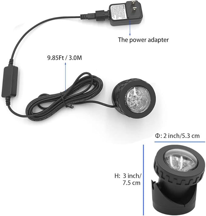 Warm White Pond Lights, 2500K Underwater Weighted Pond Light IP68 Waterproof Submersible Fountain Lights for Pond Fountain Waterfall,1 Lights