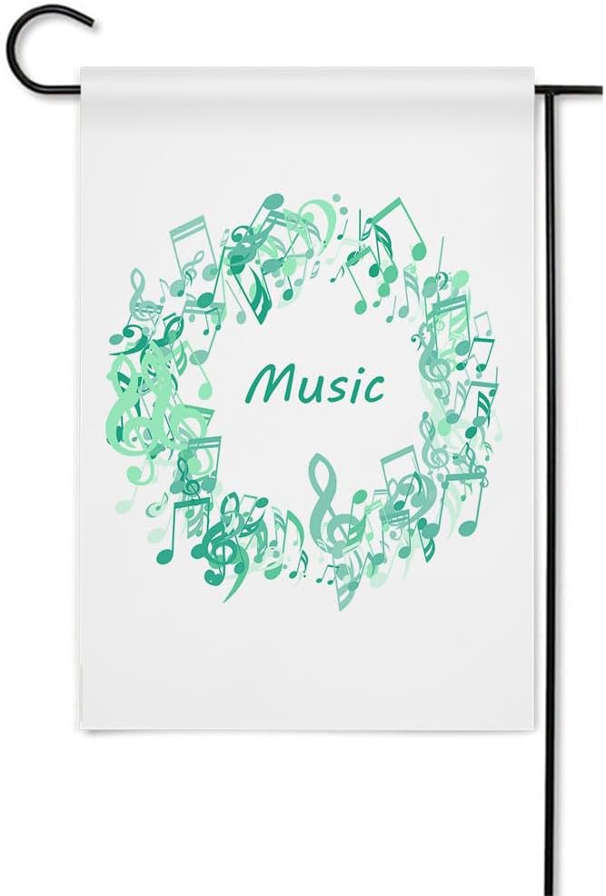 Gkyygk Teal Music Note Turquoise Welcome Garden Flag 12x18 Inch Double Sided Small Burlap Banners Yard House Seasonal Farmhouse Home Decor for Men Women