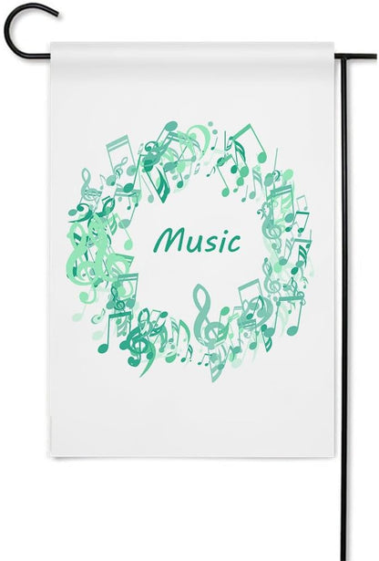 Gkyygk Teal Music Note Turquoise Welcome Garden Flag 12x18 Inch Double Sided Small Burlap Banners Yard House Seasonal Farmhouse Home Decor for Men Women