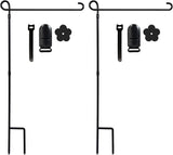 2PC Garden Flag Holder Stand, Premium Yard Flag Holder Weather-Proof Metal Powder-Coated Flagpole with Clip and Stopper for Easter Garden Flag, Spring Garden Flag, Outdoor Garden Decor