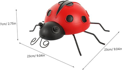BESPORTBLE 3pcs Iron Art Ladybug Garden Statues Simulated Outdoor Lawn Decorations in Red Extra Small to Medium Vibrant Sculptures for Patio and Landscape Enhancements