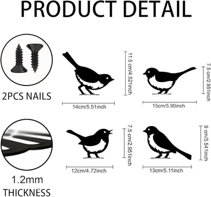 WADORN 4Pcs Birds Metal Yard Art Decor, Birds Animal Metal Outdoor Tree Silhouette Stake for Tree Yard Garden Patio Animal Outdoor Craft Statue Ornaments Gift for Housewarming Home Art Decor