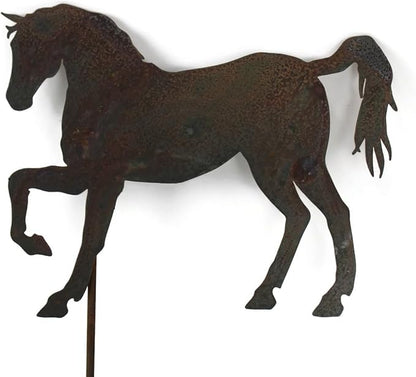 Pets and Farm Animals Metal Garden Landscape Stake (11.5" Wide Horse on Stake, Naturally Rusted)