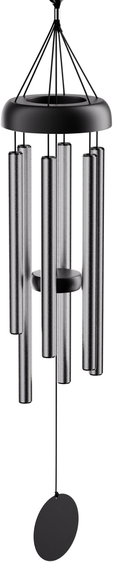 Serene Harmony 32-Inch Deep Tone Wind Chimes - Matte Black & Silver Memorial Chimes for Outside - Weather Resistant Aluminum Decor for Garden, Patio, and Porch