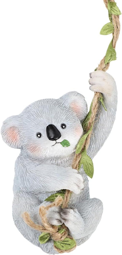Hanging Animal Garden Statue Outdoor Tree Hugger, Resin Climbing on Vine Figurine Wall Art Sculpture for Patio Lawn Yard Ornaments (Koala)