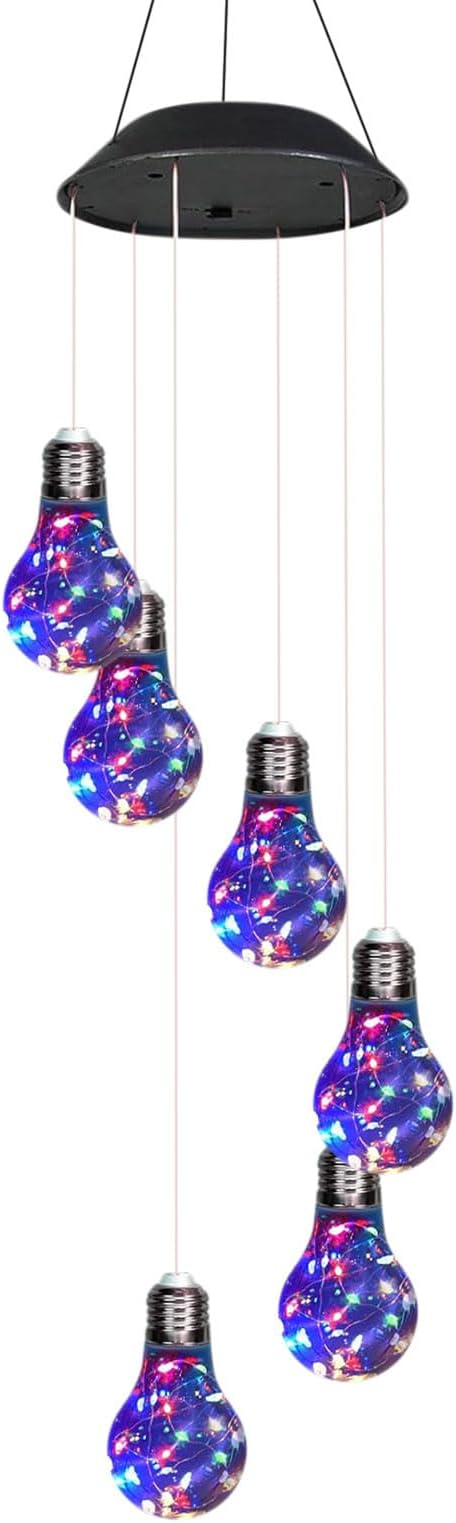 Multicolor Solar Wind Chimes for Outside, Solared Lights Outdoor Wind Chimes, Hanging Solar Powered Bulb Ball Lights for Home Party Yard Garden Christmas Decoration Gifts for Women Mom Grandma Teacher