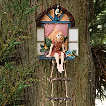 Fairy Angel Statue Garden Tree Decoration Resin Angel Figurine Wall Hanging Decor Outdoor Garden Decor for Lawn Yard Patio Windowsill Garden Gifts