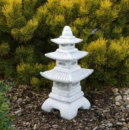 Concrete Asian Pagoda Sculpture Handmade Lantern Figurine Outdoor Japanese Decoration Garden Pagoda Gift Idea Yard Oriental Lantern Statue