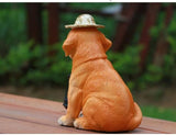 Garden Statue Dog Figurine Decor for Patio, Balcony Yard Decor Ornament, Outdoor Lights Housewarming Gifts for Women Men Mom Grandma