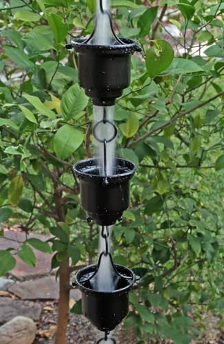 Nutshell Stores Naoki Cups Rain Chain - Black - 15 Feet