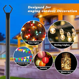 String Light Poles 10FT - 2 Pack Metal Stand with Fork