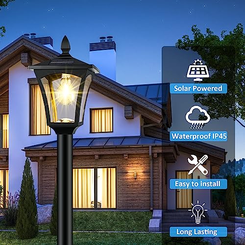 Derynome 72" Solar Post Light with Planter - Waterproof