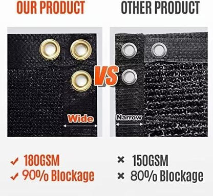 180GSM 6ft x 50ft Fence Privacy Screen Heavy Duty Fence Cover Garden Wall Backyard Black