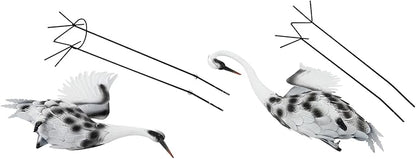 A Pair of Lifelike Crane Garden Statues, 53’’ & 35’’ Tall Metal and Wood Patina Heron Decor for Yard, Patio, Indoor Outdoor, Tall & Short Crane Sculptures