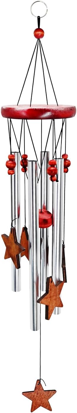 Star Wind Chimes Outdoor Outside Decor for Patio Porch Garden Memorial and Sympathy Windchime Silver