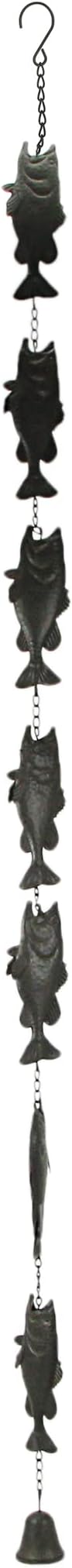 Things2Die4 Brown Metal Fish Rain Chain Decorative Gutter Downspout Home Decor Art 71 Inches Long