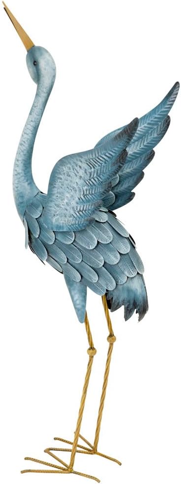 Bits and Pieces - Japanese Blue Heron Metal Sculpture Set - Two Standing Cranes Perfect for Garden Décor - Metal Garden Art, Outdoor Lawn and Patio Décor, Backyard Sculpture, and Decoration