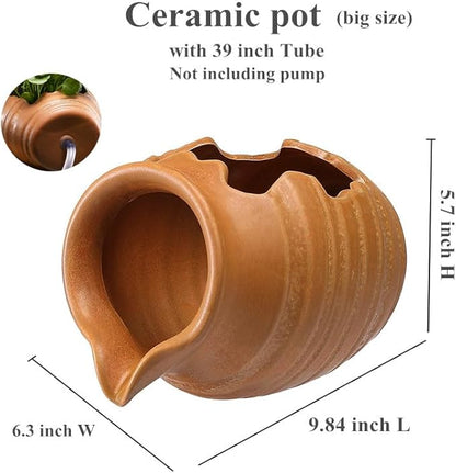 Outdoor Garden Fountain Spitter Pond Water Feature Pump DIY Ceramic Pot Decoration (9.8 inch Color 3)