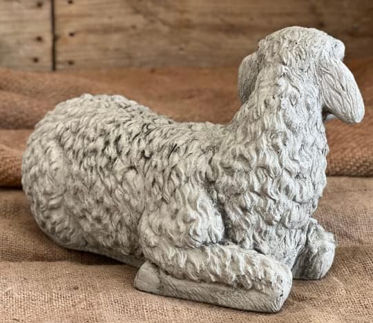 Lying Sheep Figure Realistic Lamb Yard Statue Stone Religious Figurine Ornament Decorated Sheep Statue for Garden