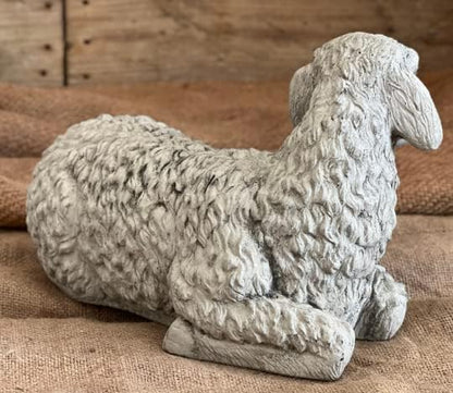 Lying Sheep Figure Realistic Lamb Yard Statue Stone Religious Figurine Ornament Decorated Sheep Statue for Garden