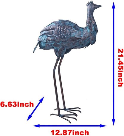 Retro Style Metal Ostrich Statue Outdoor Indoor Garden Yard Art for Patio Lawn Backyard Decoration