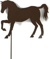 Pets and Farm Animals Metal Garden Landscape Stake (11.5" Wide Horse on Stake, Gloss Brown)
