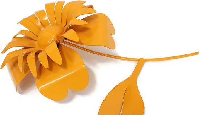 Metal Rustic and Colorful Flower Stakes Ranging from 9.5 to 36 Inches Tall (Sunflower Stake 34" Tall, Dark Yellow)