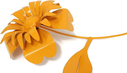 Metal Rustic and Colorful Flower Stakes Ranging from 9.5 to 36 Inches Tall (Sunflower Stake 34" Tall, Dark Yellow)