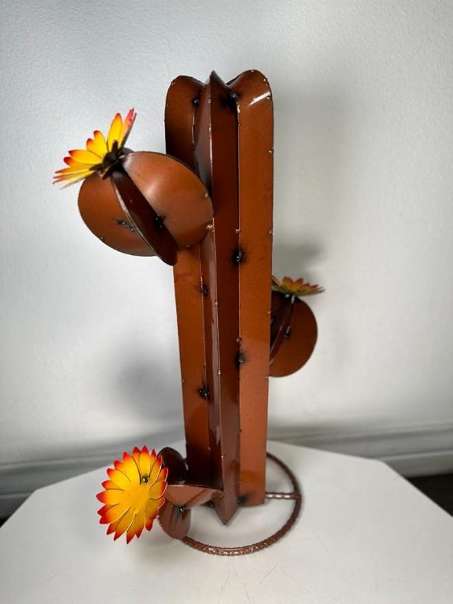 Metal Saguaro Cactus - Garden Art (Copper)