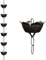 Copper Old Rain Chain for Gutters, Roof Rain Collector/Diverter, Metal Chain Type for Villa Temples(Style 1,2.6m/8.5ft)