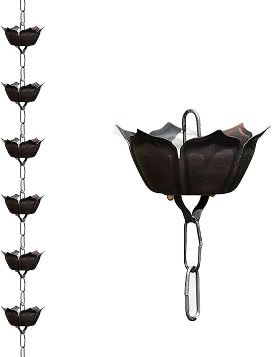 Copper Old Rain Chain for Gutters, Roof Rain Collector/Diverter, Metal Chain Type for Villa Temples(Style 1,1.5m/5ft)