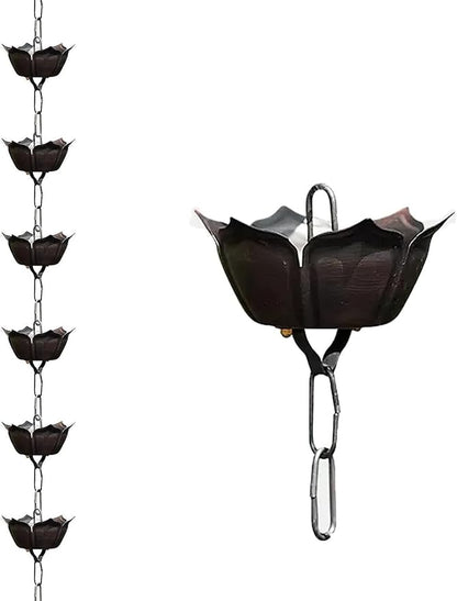 Copper Old Rain Chain for Gutters, Roof Rain Collector/Diverter, Metal Chain Type for Villa Temples(Style 1,1m/3ft)