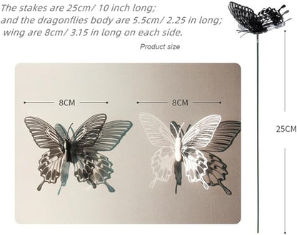 3D Butterfly Garden Stake Decor,10" PVC Butterfly Garden Decor for Outside,Shaking Head Artificial Butterflies for Cake Bouquet Wall Lawn Pathway Plant Pot Flower Bed Yard Decor (50, White)